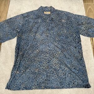 Johari West Shirt Mens 2XL Blue Geometric Print Short Sleeve Button Up Casual